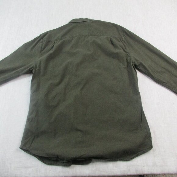 7 For All Mankind Flannel Shirt Mens Large Green Flap Pockets Collared Button-Up - Picture 2 of 10